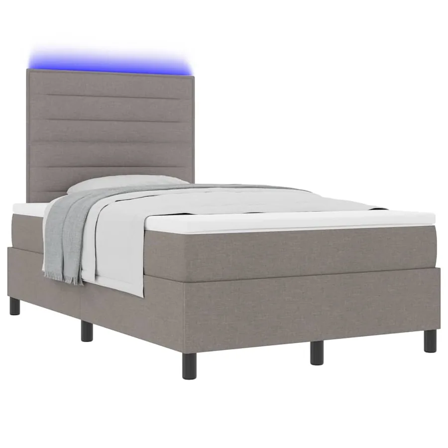 Lit à ressorts avec matelas avec LED Taupe 120 x 190 cm tissu - 3
