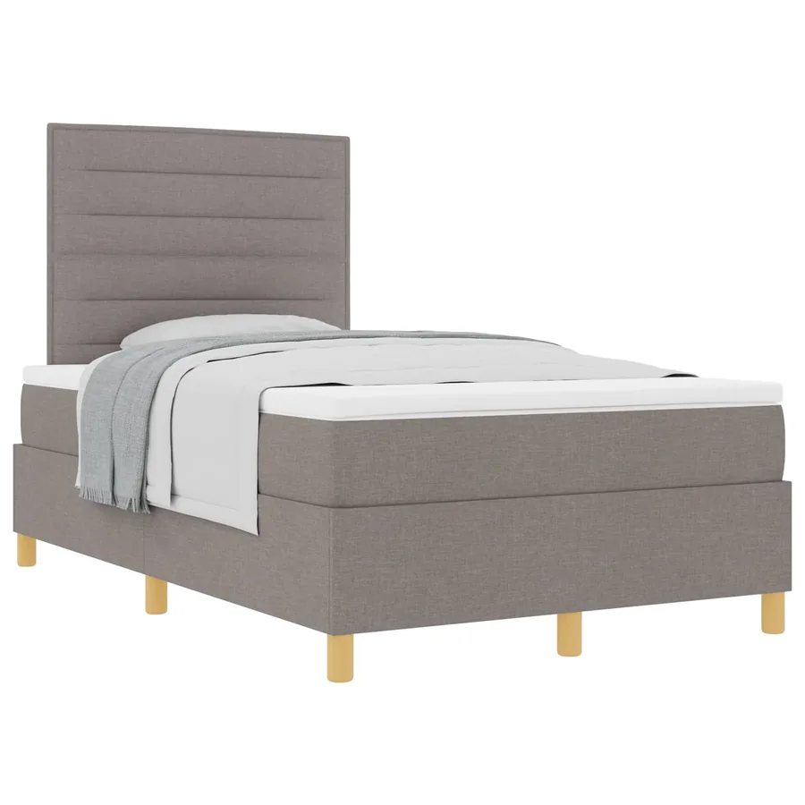 Lit à ressorts avec matelas Taupe 120 x 190 cm tissu - 2