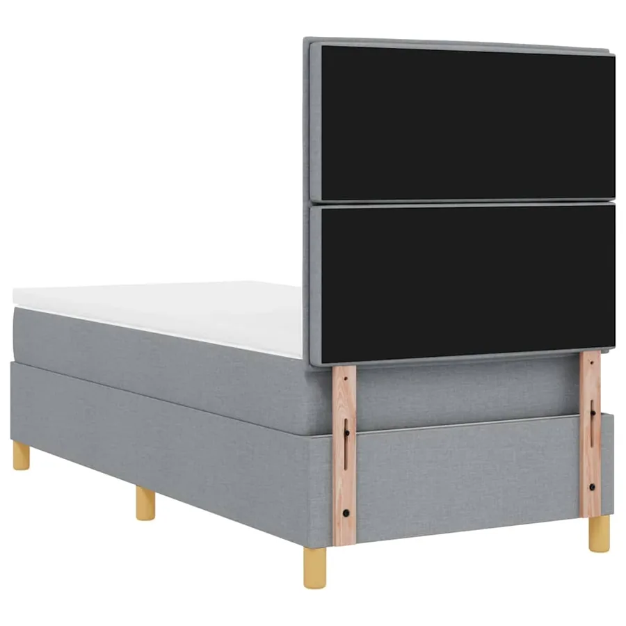 Lit à ressort LED avec matelas Gris clair 90 x 200 cm tissu - 8
