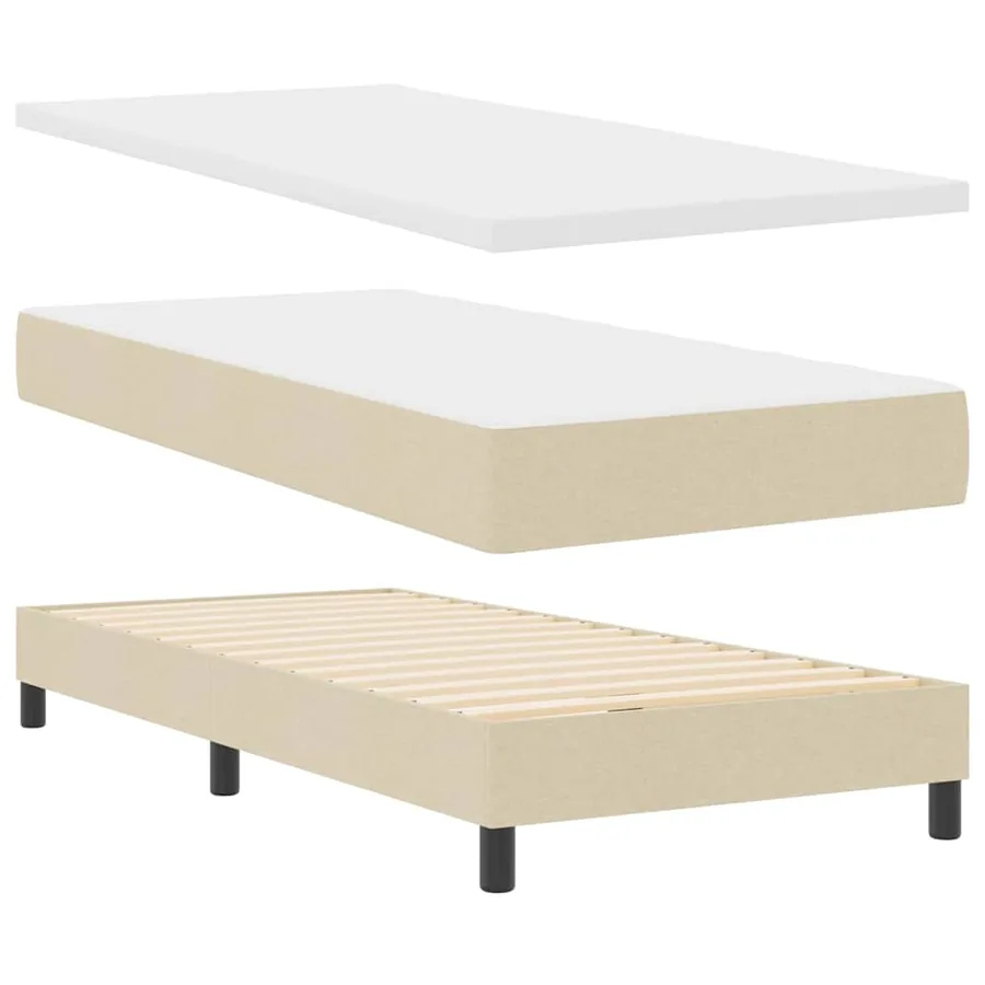 Lit à ressorts avec matelas avec LED Crème 90 x 200 cm tissu - 6