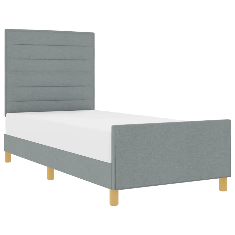 Cadre de lit avec tête de lit Gris clair 90 x 200 cm tissu - 2