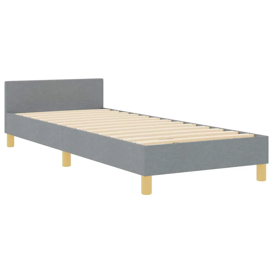 Cadre de lit avec tête de lit Gris clair 90 x 200 cm tissu - 4