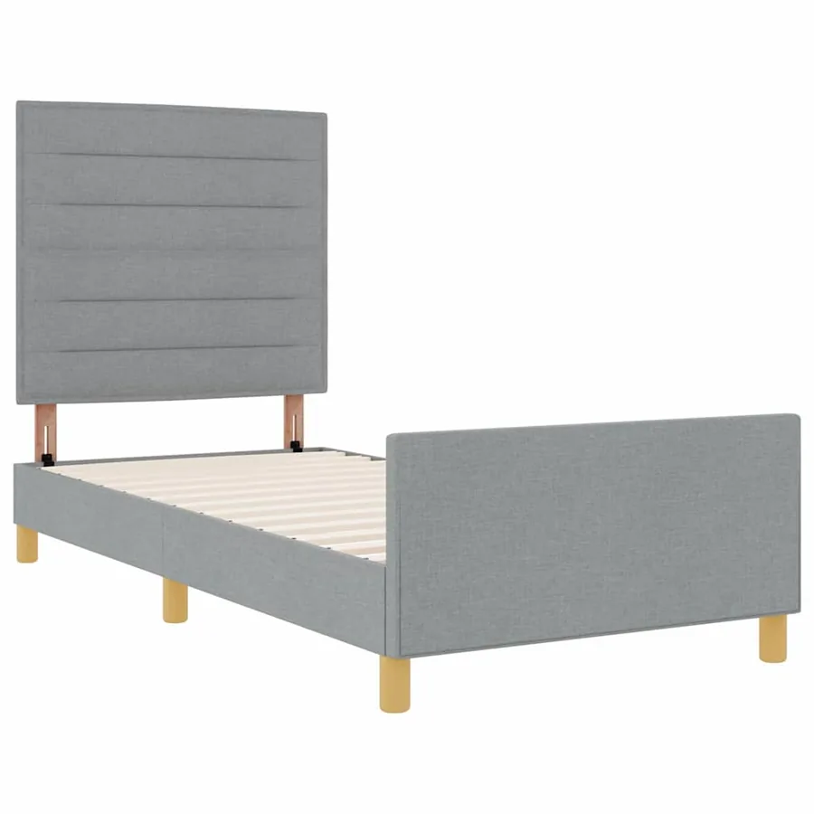 Cadre de lit avec tête de lit Gris clair 90 x 200 cm tissu - 5