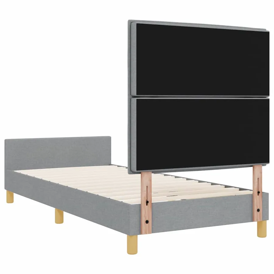 Cadre de lit avec tête de lit Gris clair 90 x 200 cm tissu - 9