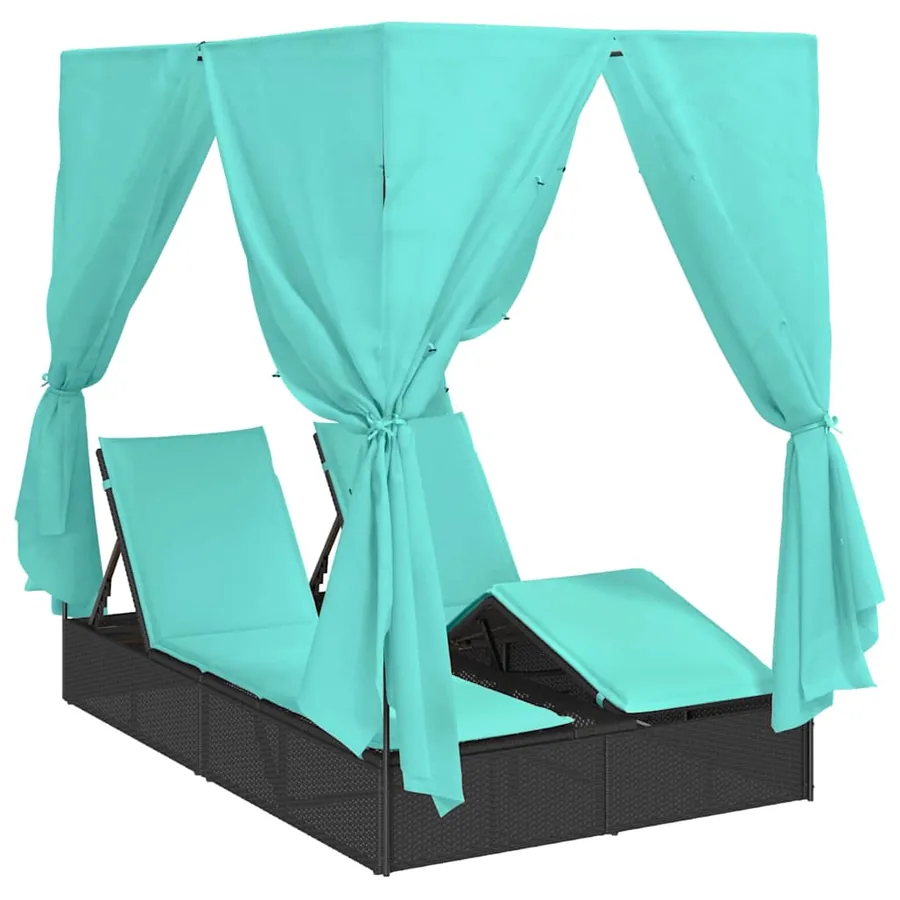 Transat double Réglable Turquoise 205 x 129 x 200 cm polyrotin - 2