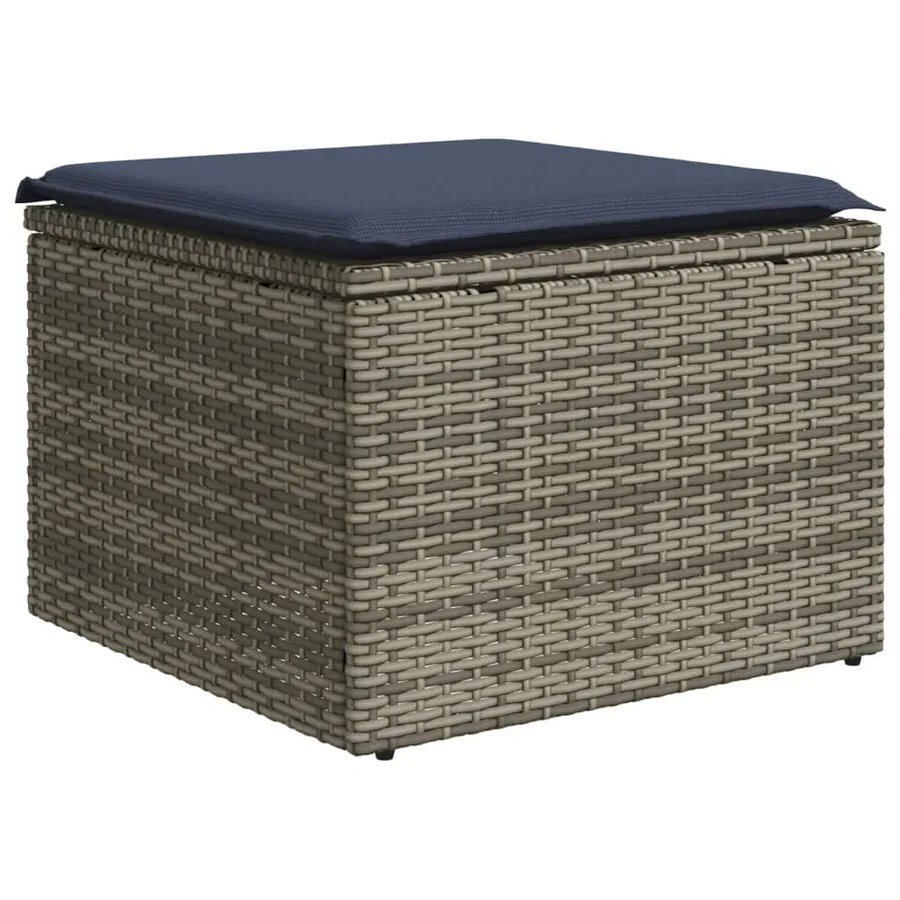 Ensemble de canapé de jardin 8 pcs avec coussins gris résine tressée - 7