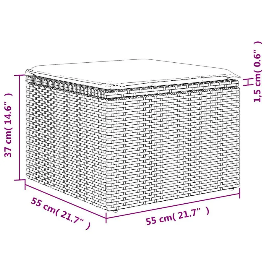 Ensemble de canapé de jardin 8 pcs avec coussins gris résine tressée - 14