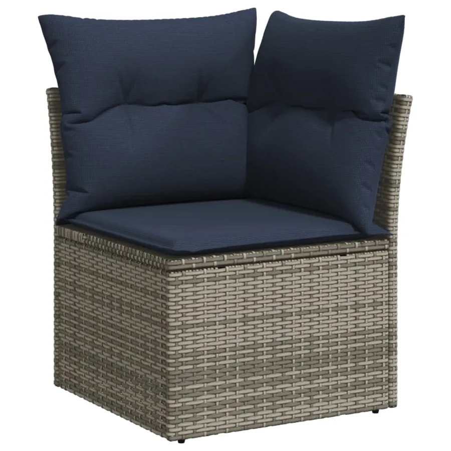 Ensemble de canapé de jardin 8 pcs avec coussins gris résine tressée - 6