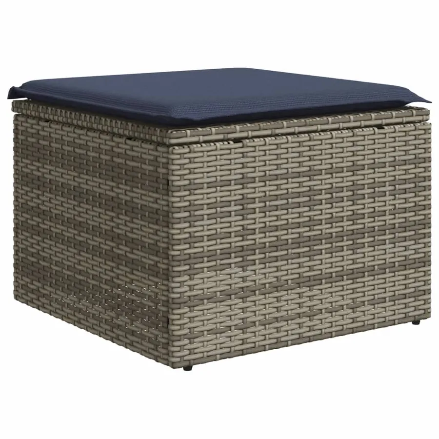 Ensemble de canapé de jardin 8 pcs avec coussins gris résine tressée - 7