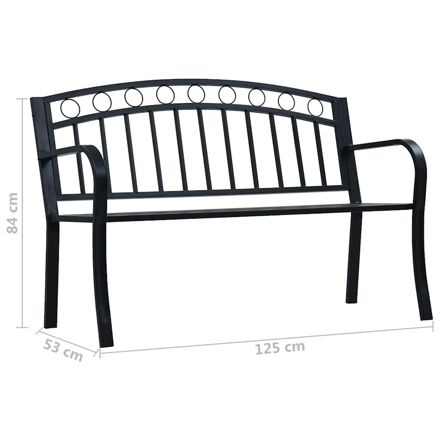 Banc de jardin 125 cm Noir Acier - 8