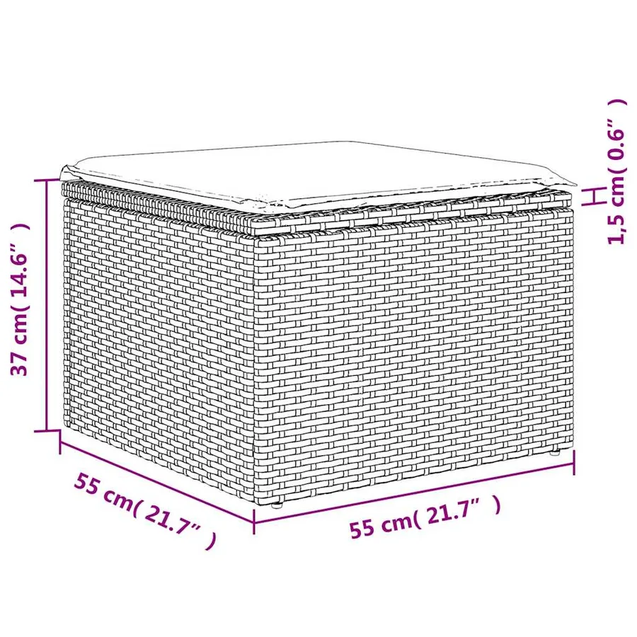 Ensemble de canapé de jardin 6 pcs avec coussins gris résine tressée - 14