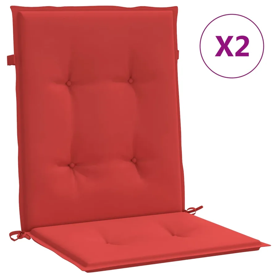 Coussins de chaise de jardin à dossier bas lot de 2 rouge - 2