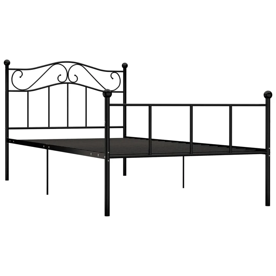 Cadre de lit sans matelas noir métal 90x200 cm - 2