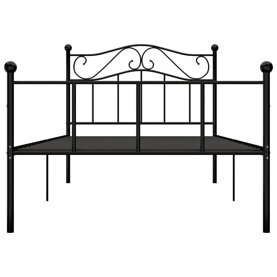 Cadre de lit sans matelas noir métal 90x200 cm - 3