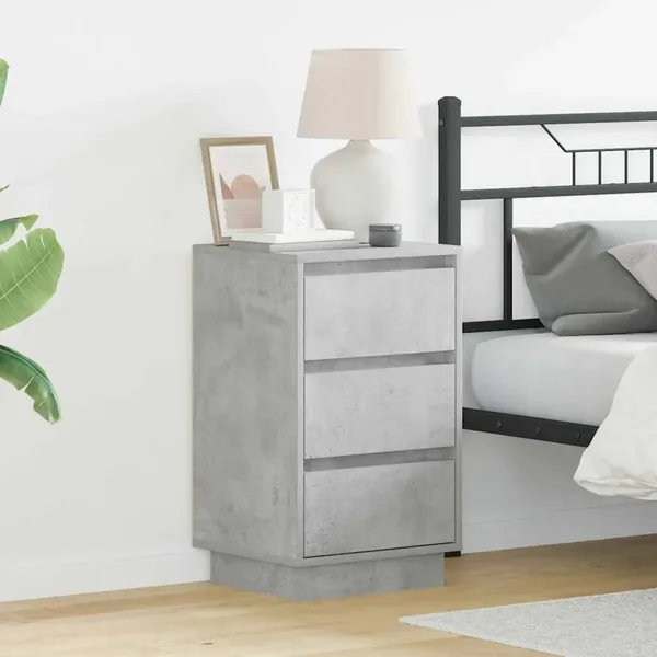 Cabinet de chevet avec tiroir Gris béton 39 x 34,5 x 65 cm