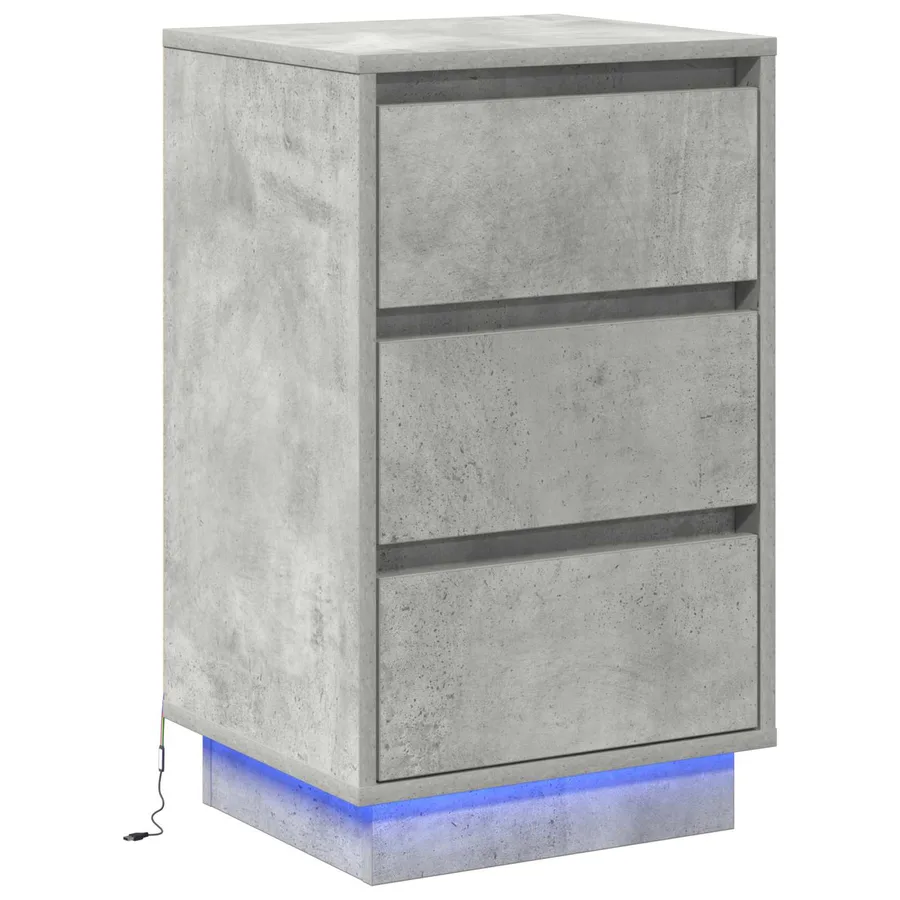 Cabinet de chevet avec tiroir Gris béton 39 x 34,5 x 65 cm - 2