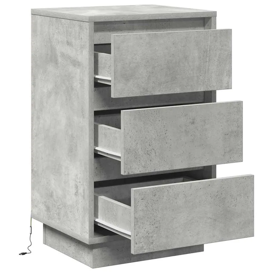 Cabinet de chevet avec tiroir Gris béton 39 x 34,5 x 65 cm - 6