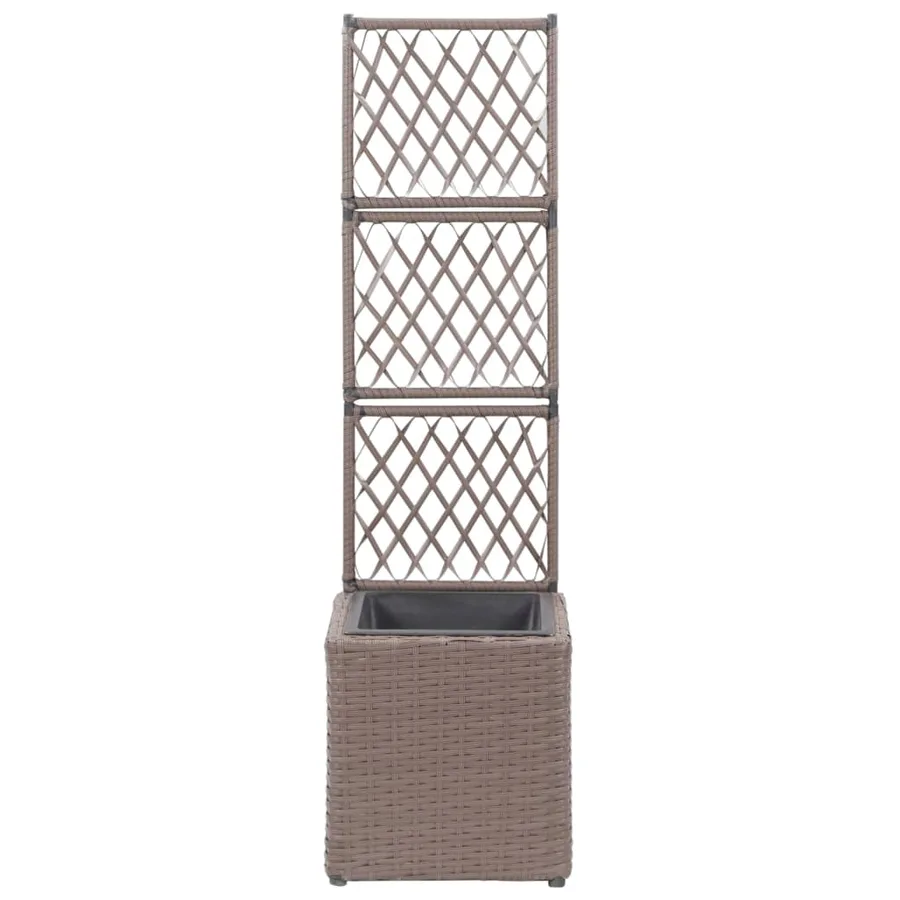 Lit surélevé treillis 1 pot 30x30x107 cm Résine tressée Marron - 2