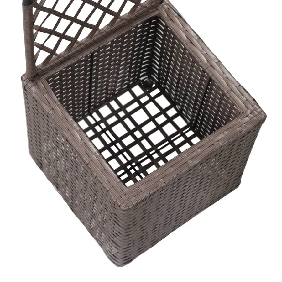 Lit surélevé treillis 1 pot 30x30x107 cm Résine tressée Marron - 6