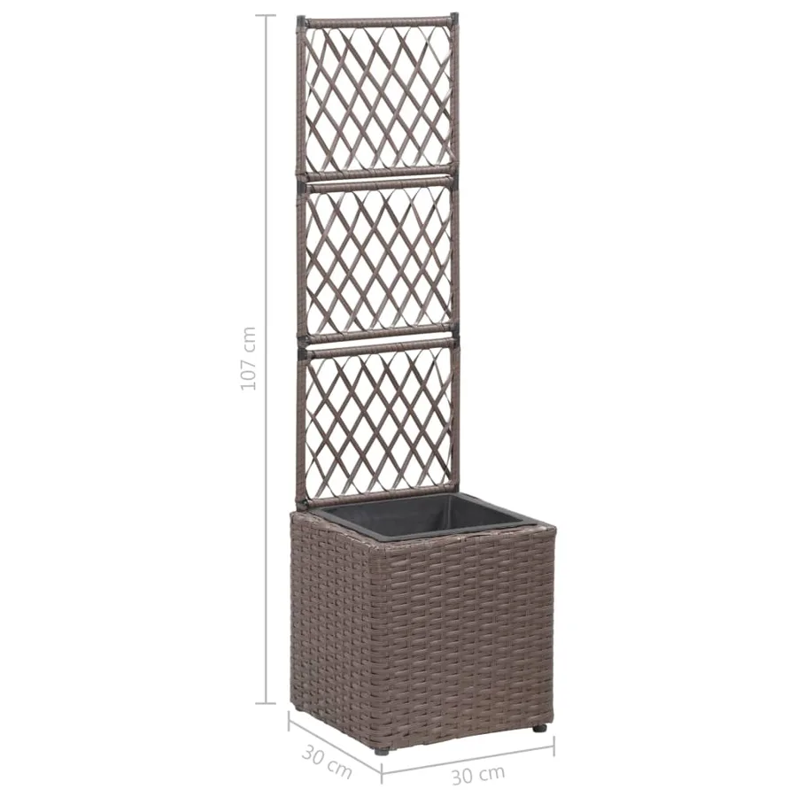 Lit surélevé treillis 1 pot 30x30x107 cm Résine tressée Marron - 7