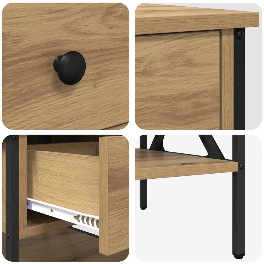 Table de chevet 2 pc chêne artisanal 40 x 42 x 45 cm - 8