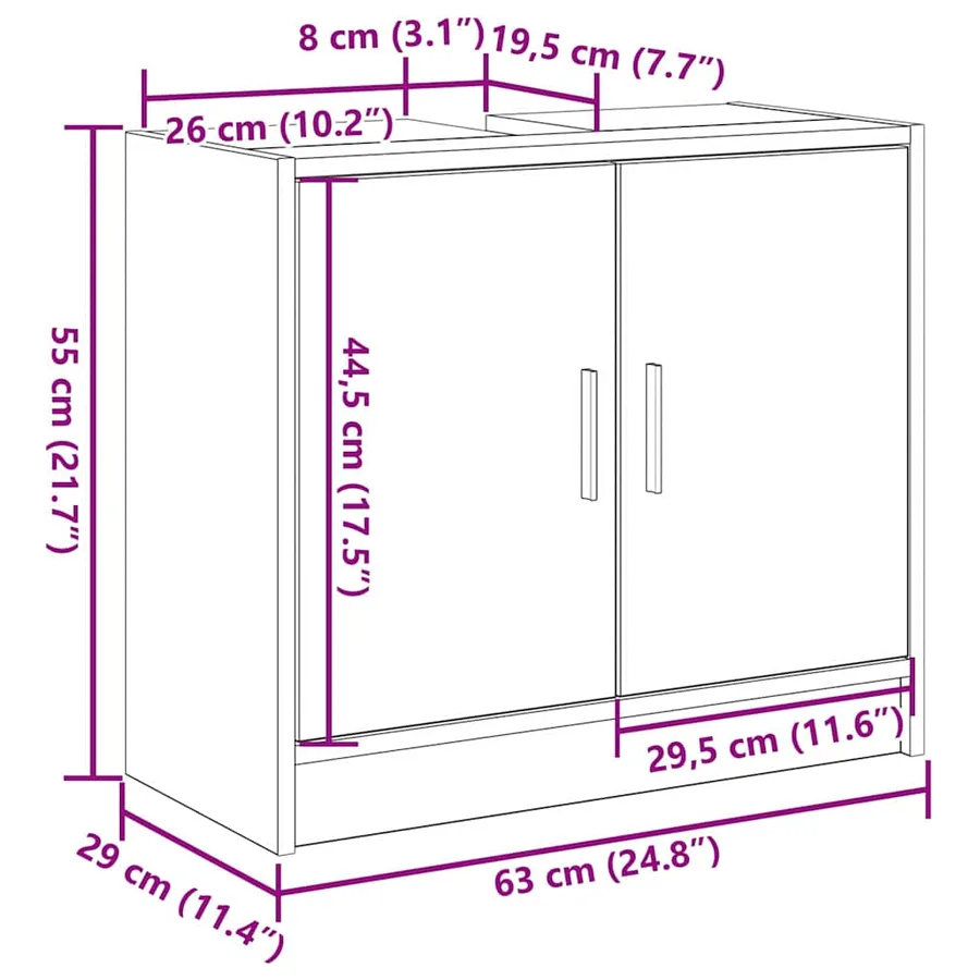Cabinet de salle de bain avec porte Chêne noir 63 x 29 x 55 cm - 14