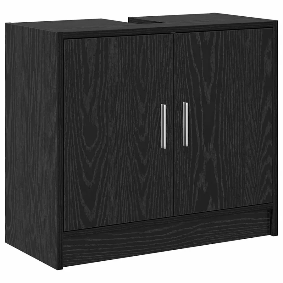 Cabinet de salle de bain avec porte Chêne noir 63 x 29 x 55 cm - 2