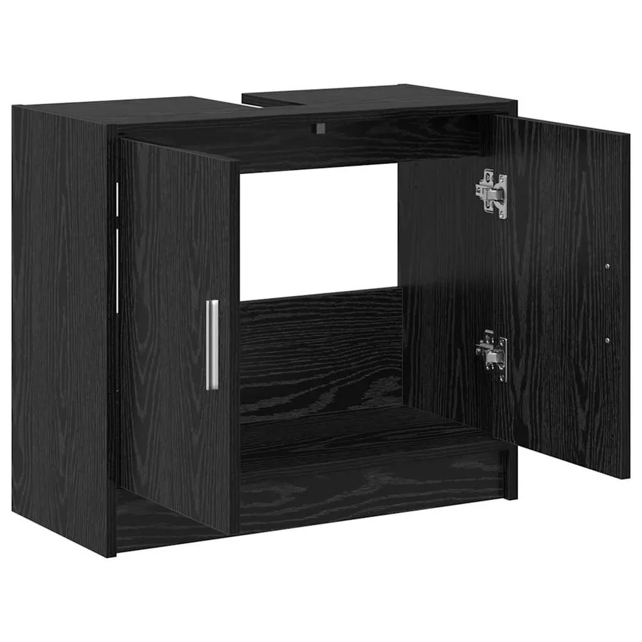Cabinet de salle de bain avec porte Chêne noir 63 x 29 x 55 cm - 5