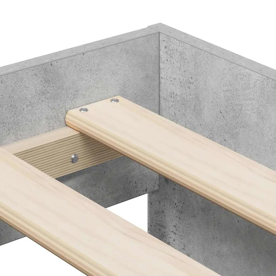Cadre de lit avec rangement Gris béton 80 cm Bois d'ingénierie - 10
