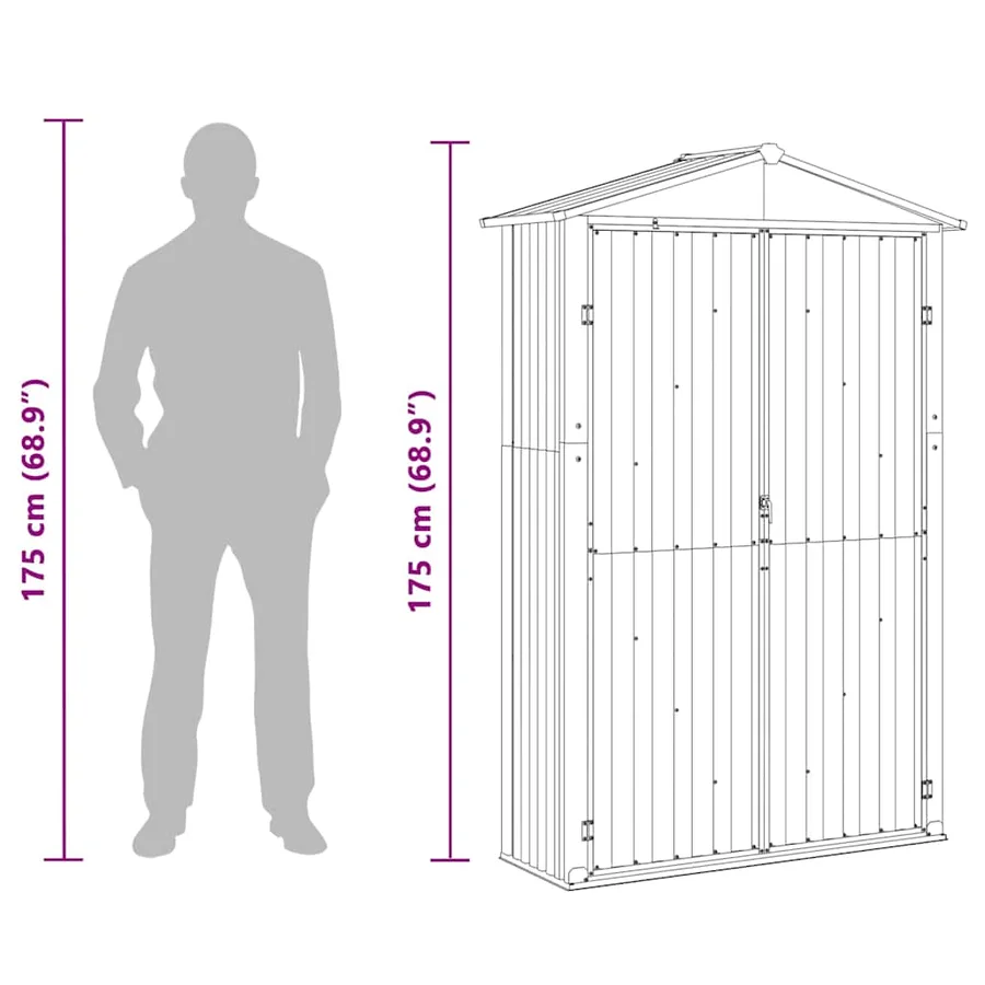 Abri de jardin Gris 116x45x175 cm Acier galvanisé - 10