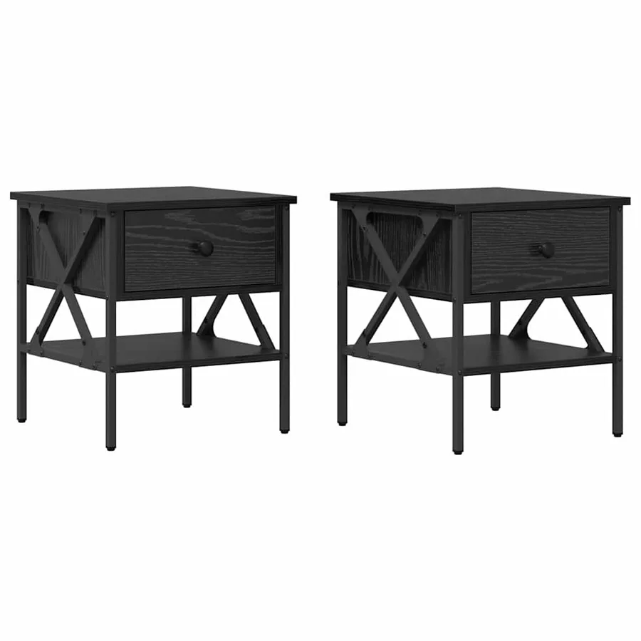 Table de chevet avec tiroir 2 pcs Chêne noir 40 x 42 x 45 cm - 2