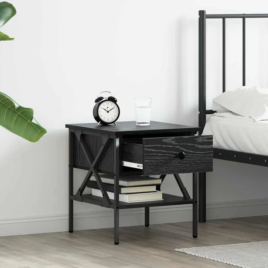 Table de chevet avec tiroir 2 pcs Chêne noir 40 x 42 x 45 cm - 4
