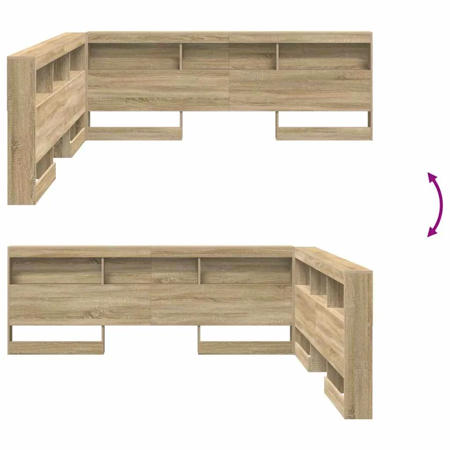 Tête de lit de rangement Chêne Sonoma 200 cm Bois d'ingénierie - 10