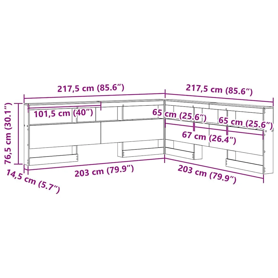 Tête de lit de rangement Chêne Sonoma 200 cm Bois d'ingénierie - 12