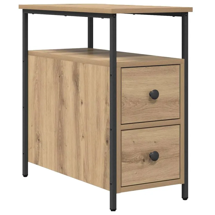 Cabinet de chevet chêne artisanal 30 x 60 x 60 cm - 2