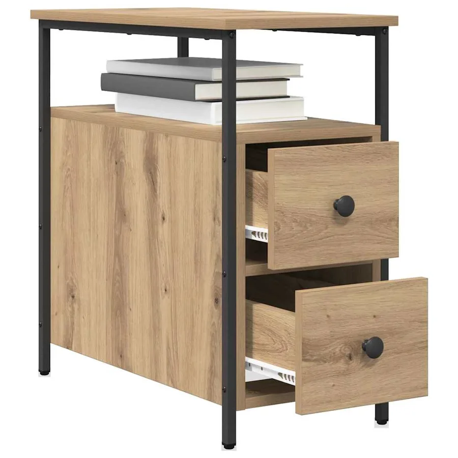 Cabinet de chevet chêne artisanal 30 x 60 x 60 cm - 3