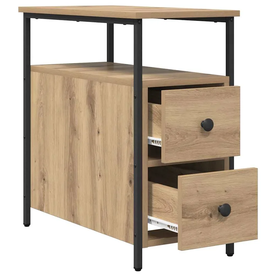 Cabinet de chevet chêne artisanal 30 x 60 x 60 cm - 5