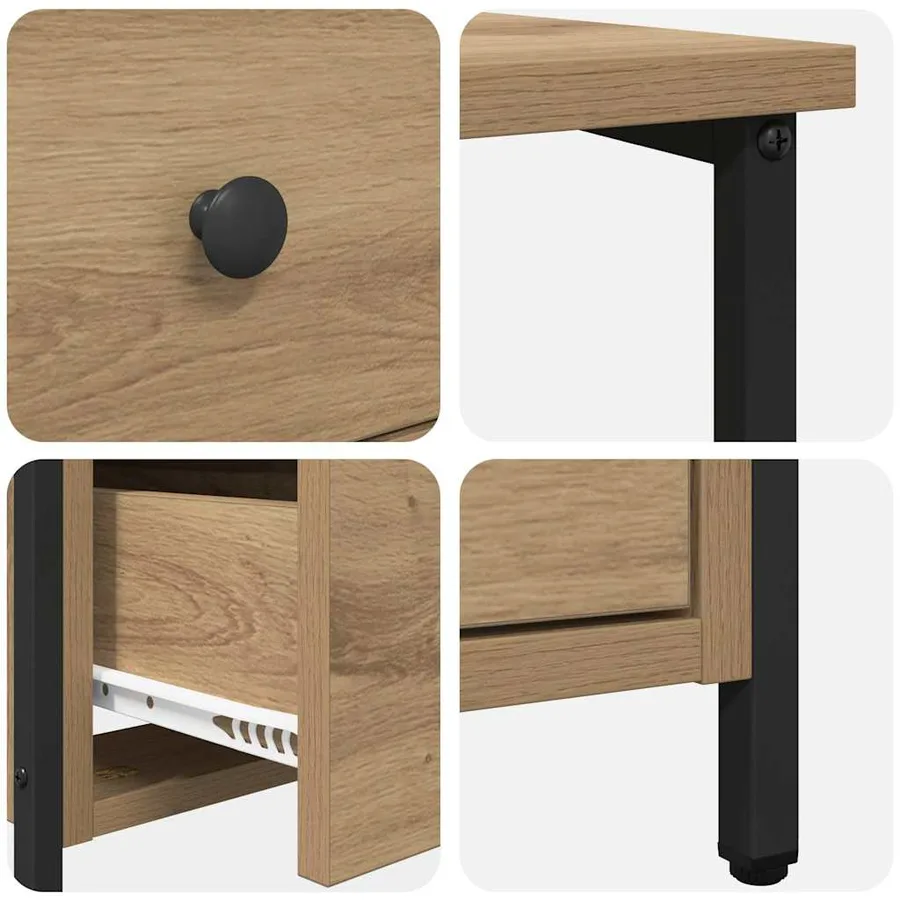 Cabinet de chevet chêne artisanal 30 x 60 x 60 cm - 9