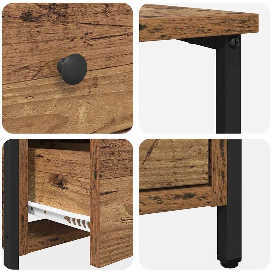 Cabinet de chevet Bois ancien 30 x 60 x 60 cm Bois d'ingénierie - 9