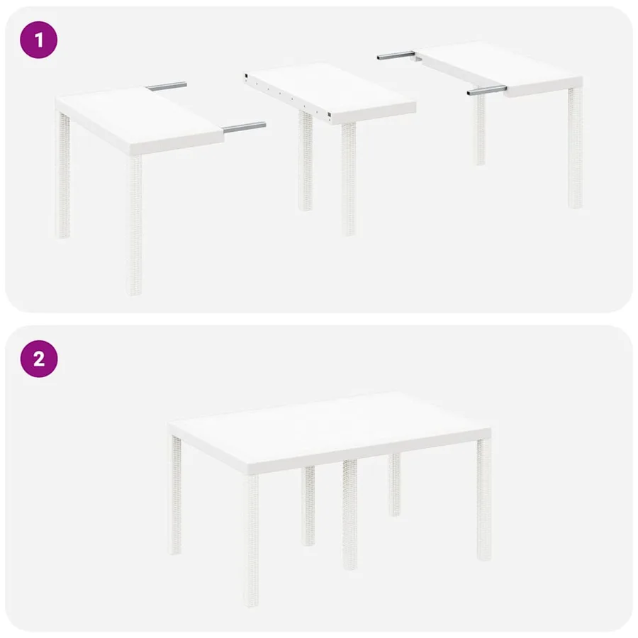 Table de Jardin Blanc 150 x 100 x 73 cm polyrotin - 10