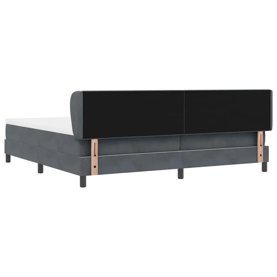 Lit à ressorts avec tête de lit Gris foncé 200 x 200 cm Velours - 9