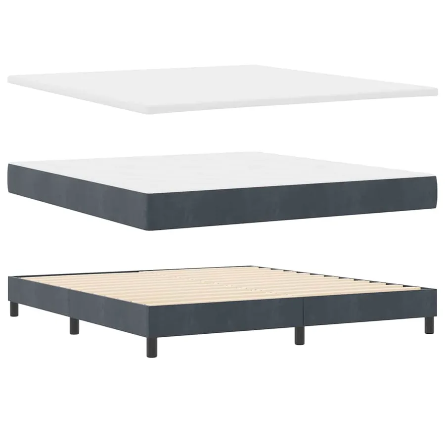 Lit à ressorts avec tête de lit Gris foncé 200 x 180 cm Velours - 4