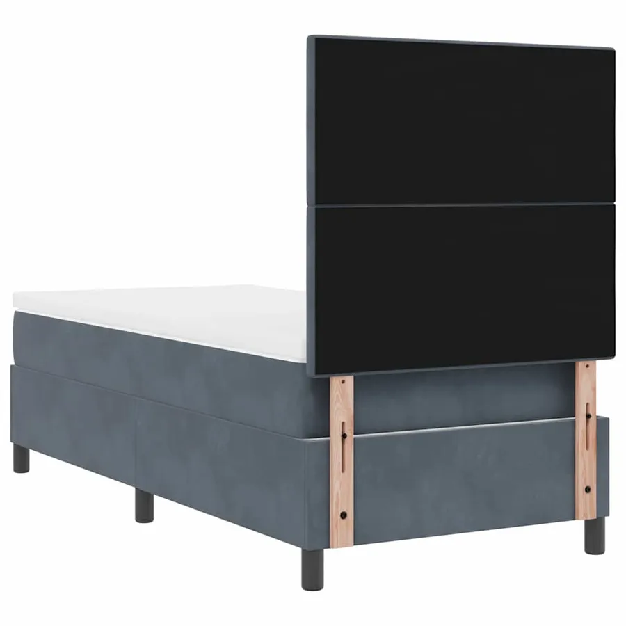 Lit à ressort LED Gris foncé 90 x 200 cm Velours - 10