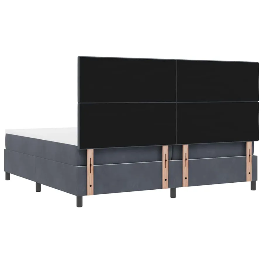 Lit à ressort LED Gris foncé 200 x 200 cm Velours - 10