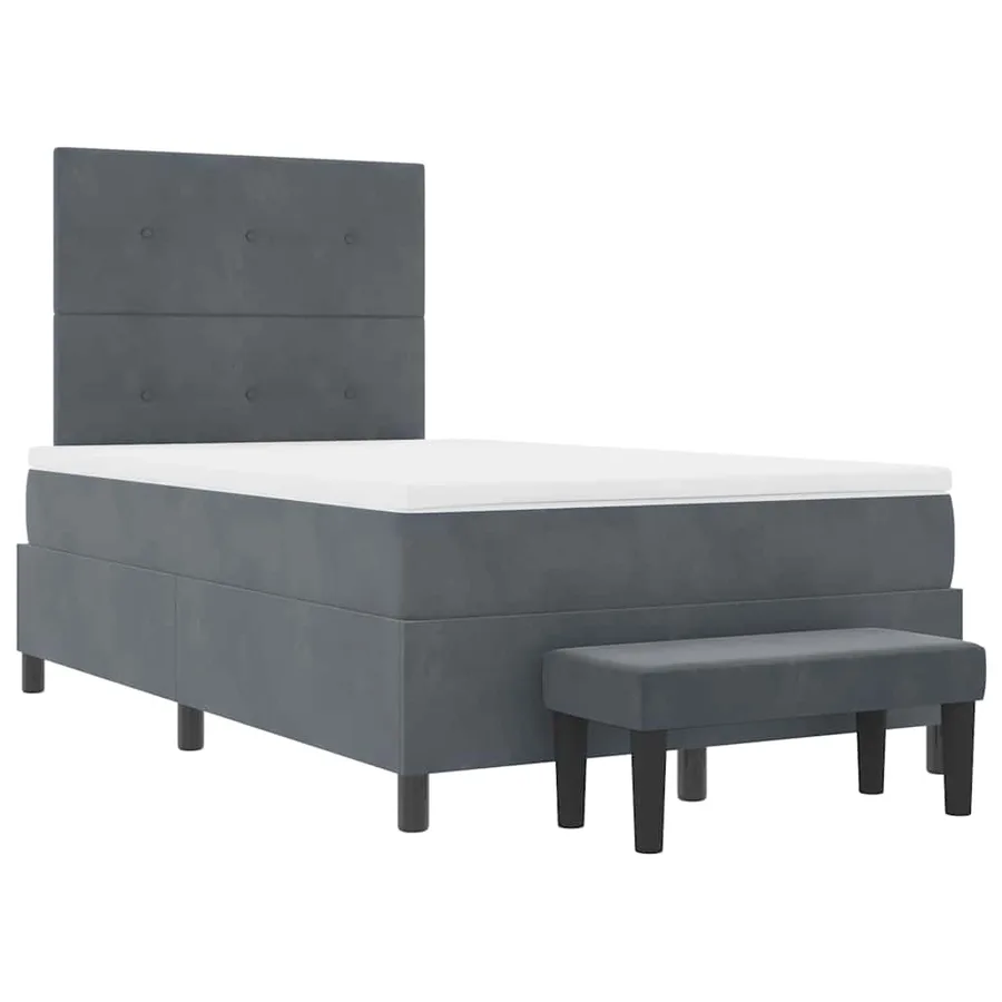 Lit à ressorts avec tête de lit Gris foncé 200 x 120 cm Velours - 7
