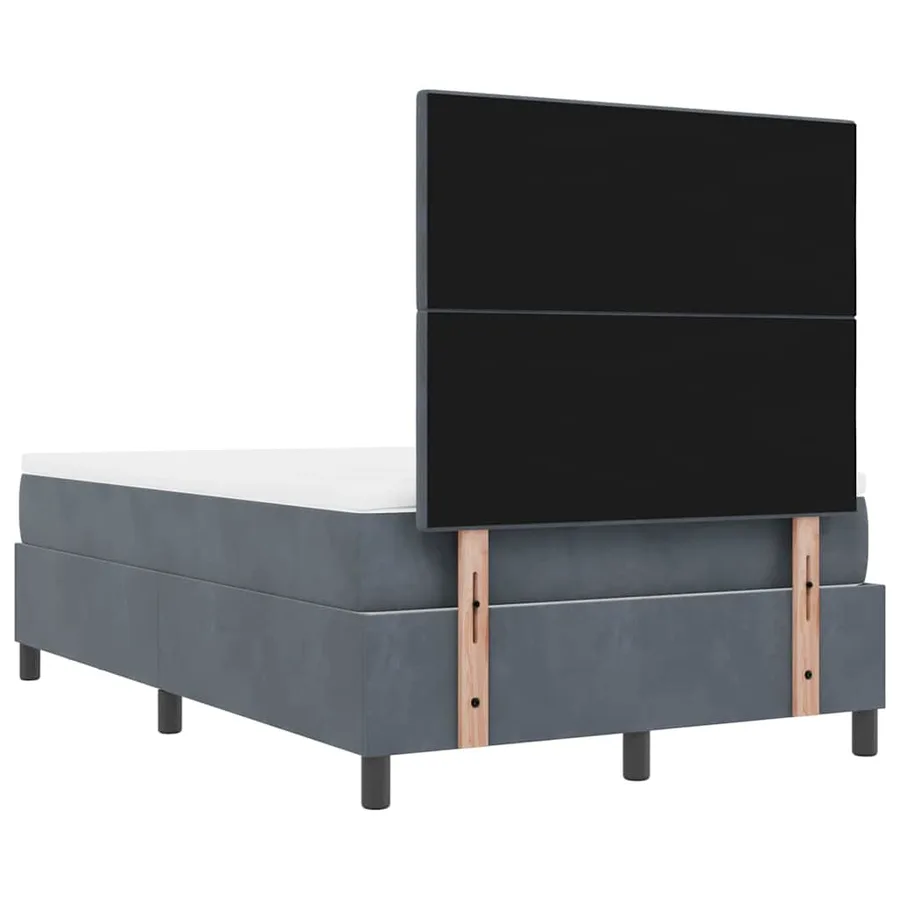 Lit à ressorts avec tête de lit Gris foncé 200 x 120 cm Velours - 8