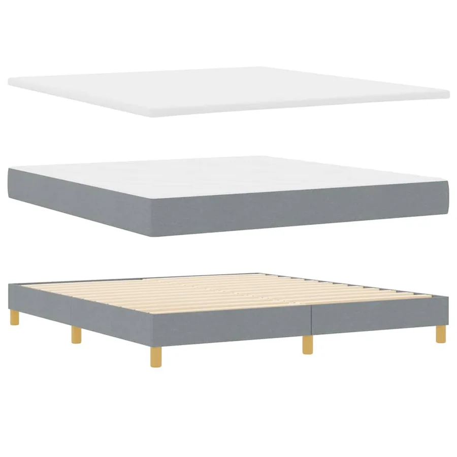 Lit à ressorts avec tête de lit Gris clair 180 x 200 cm tissu - 4