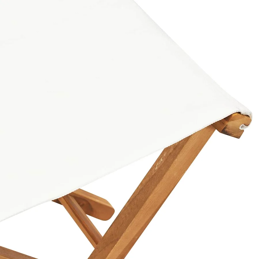 Chaises pliables lot de 2 Bois teck solide et tissu Blanc crème - 6