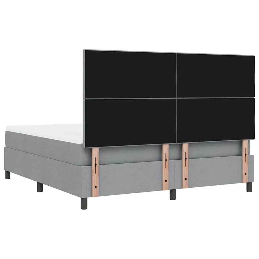 Lit à ressorts avec tête de lit Gris clair 180 x 200 cm tissu - 9