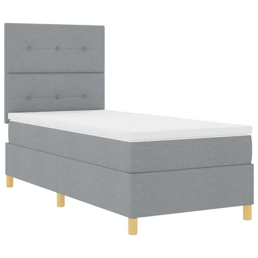 Lit à ressorts avec tête de lit Gris clair 90 x 200 cm tissu - 5